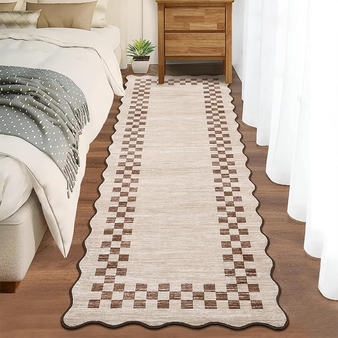 Washable Runner Rug 2x10 Modern Bordered Hallway Runner Rug Non Slip Kitchen - Image 2