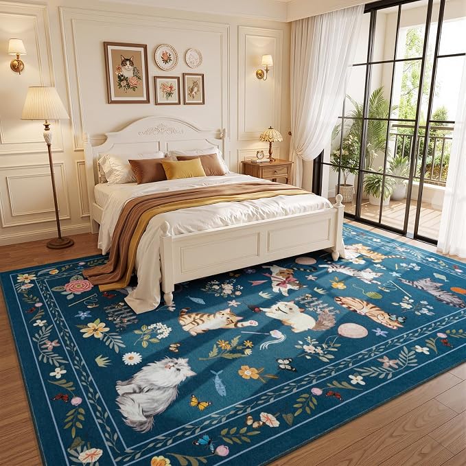 Unirea 8x10 Dark Blue Cat Area Rugs - Image 3