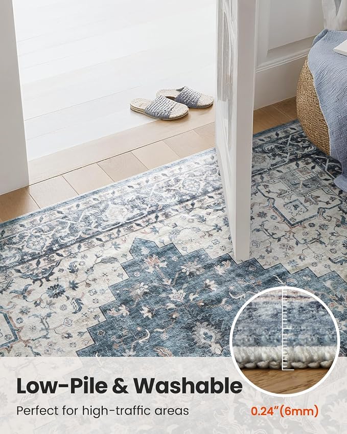 AMADA HOMEFURNISHING Round 8ft Area Rugs, Low-Profile Washable Rug - Image 8