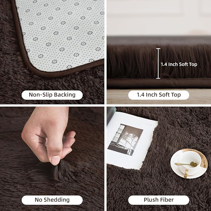 Litanika 9x12 Shag Area Rug for Living Room Bedroom, Non-Shedding Modern Indoor - Image 5