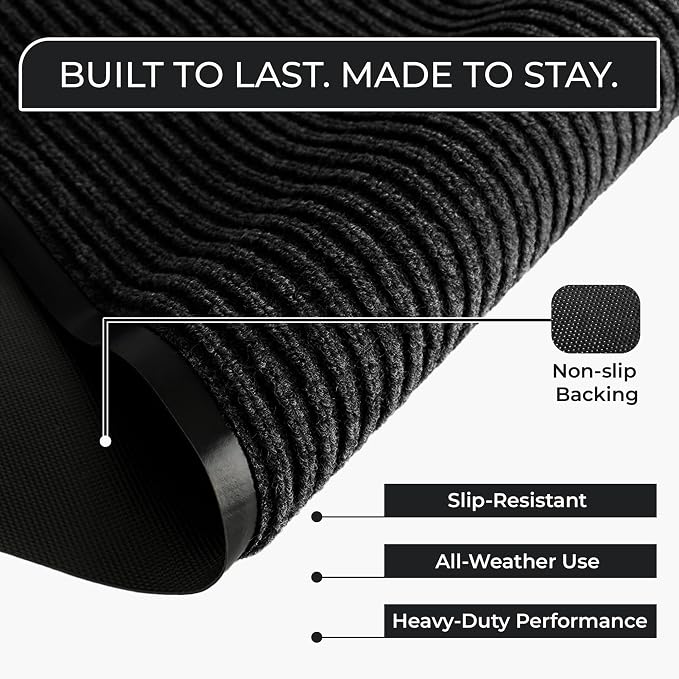 Heavy Duty Entry Mat 2' x 3', Low Profile Door Rug - Image 2