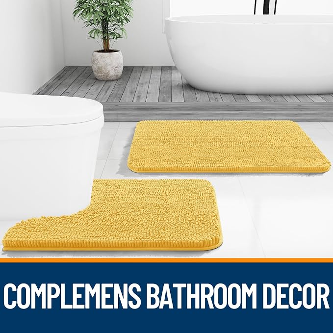 OLANLY Toilet Rugs U-Shaped 24x20, Extra Soft Absorbent Chenille Contour - Image 7