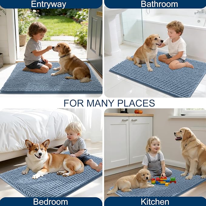 OLANLY Dog Door Mat for Muddy Paws 70x24, Ultra Absorbent Chenille Mud Doormat - Image 8