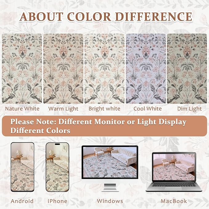 9x12 Area Rugs Washable Rug: Large Boho Living Room Rug Soft Non-Slip Low Pile - Image 9