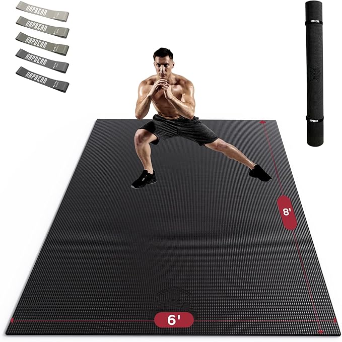HAPBEAR Large Exercise Mat-7'x5'/6'x8'/6'x9'/6'x10'/6'x12'x8mm, Ultra Durable by HAPBEARFitness