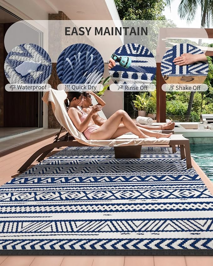 MontVoo Outdoor Rug Carpet Waterproof 6x9 Outdoor Patio Rug Mat Reverisble - Image 8