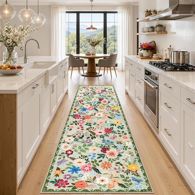 Runner Rug for Entryway: 2.6x10 Kitchen Rugs Non Slip Washable Ultra-Thin Soft by PLHXFRSoftAreaRugs