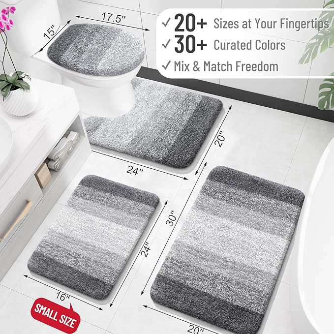 OLANLY Small Bathroom Rugs Mat 24x16, Extra Soft Absorbent Microfiber Bath Rugs - Image 2