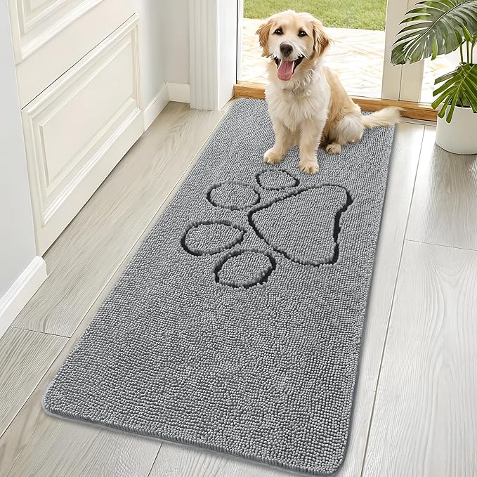 OLANLY Dog Door Mat for Muddy Paws 70x35, Paw Print Design, Absorbs Moisture by OLANLY