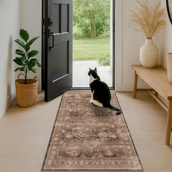 Boho Taupe Brown 3x5 Large Entryway Rug - Image 6