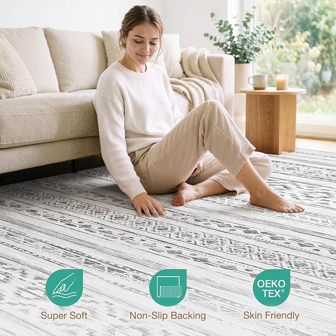 cotiled 7x9 Area Rugs Living Room Rug: Washable Boho Rugs - Image 4