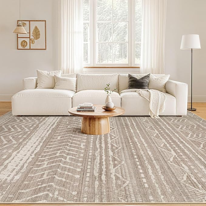 Nakagishi 6x10 Area Rugs Living Room: Washable Boho Large Neutral Soft - Image 4