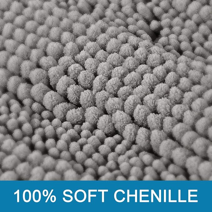 H.VERSAILTEX Bath Mats for Bathroom Non Slip Extra Thick Chenille Striped Bath - Image 3