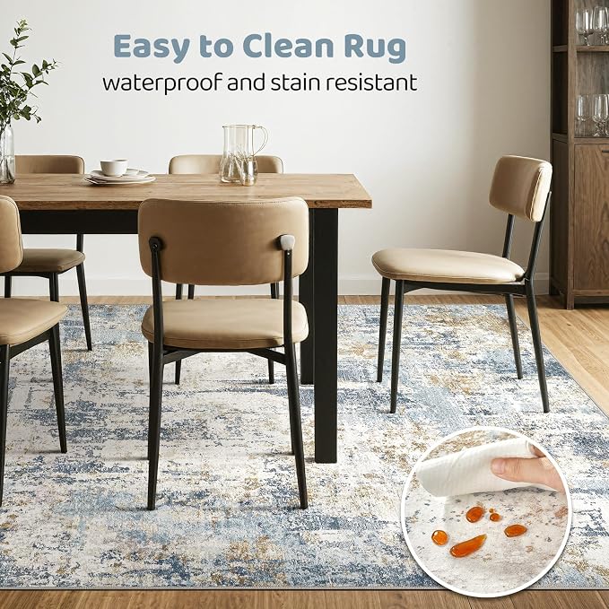 8x10 Area Rugs Washable Rug: Living Room Large Abstract Modern Soft Stain - Image 6