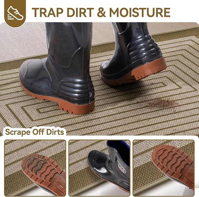 Front Door Mat 31''x47'', Absorbent Dirt Resist Washable Non Slip Low-Profile - Image 8