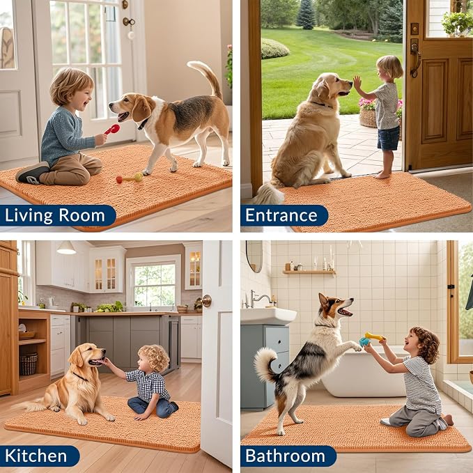 Smiry Dog Door Mat for Muddy Paws 70x24, Absorbent Dirt Trapper, Non-Slip - Image 7