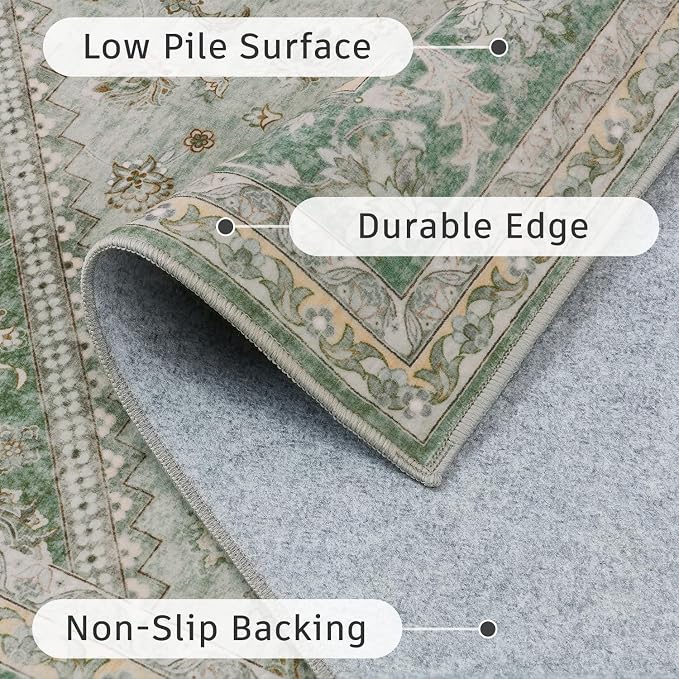 DCX Green 3x5 Entryway Rug, Machine Washable - Image 4