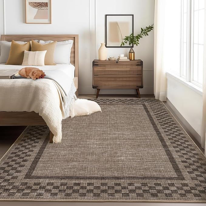 GarveeHome Machine Washable 5x7 Area Rugs Modern Bordered Living Room Rug Non - Image 2