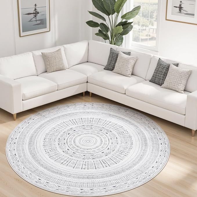 cotiled 6x6 Round Area Rugs Living Room Rug: Washable Boho Rugs - Image 8
