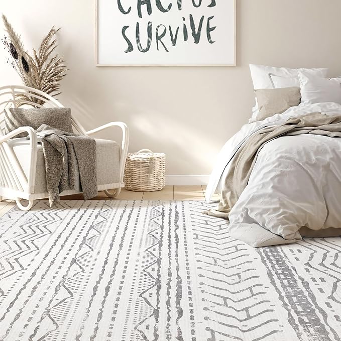 Nakagishi Area Rugs 9x12 Living Room: Washable Boho Large Neutral Modern Soft - Image 6