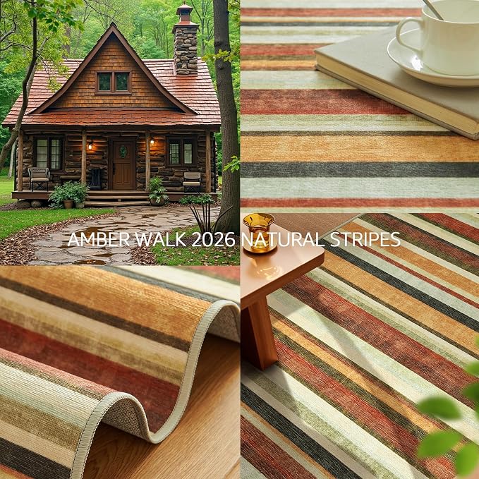 jinchan 5x7 Area Rug Modern Striped Rug Washable Rug Soft Large Indoor Floor - Image 3