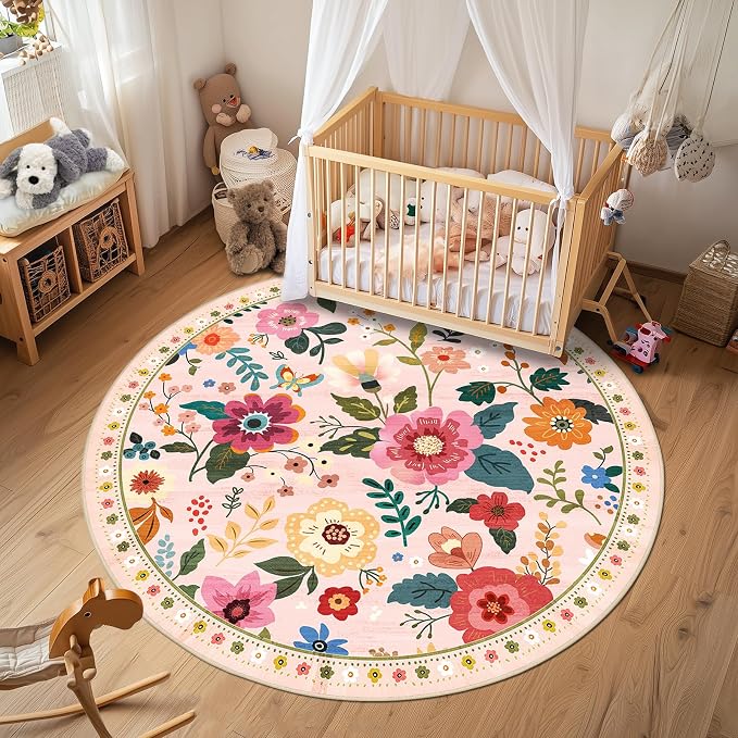 RELEANY Floral 6ft Area Rugs Washable Print Boho Cute Carpet Non Slip Flower - Image 6
