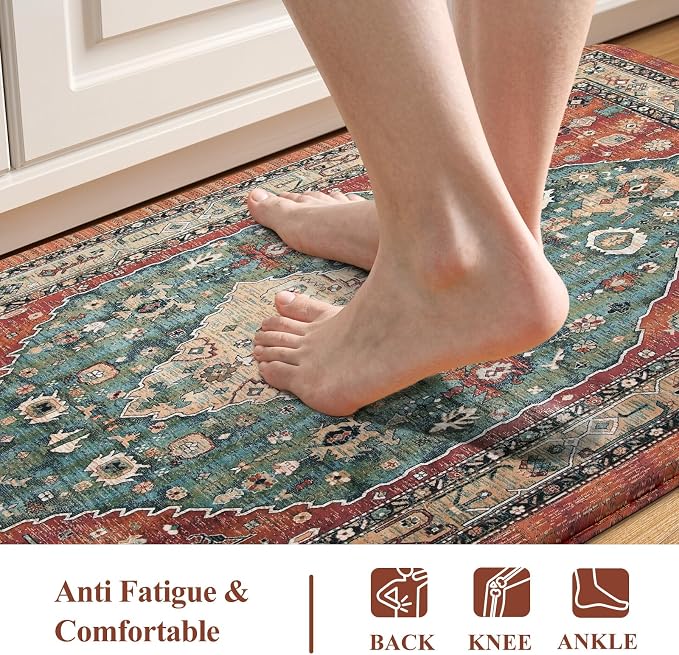 Collive Boho Kitchen Mats Cushioned Anti Fatigue Mats, Non-Slip Kitchen Floor - Image 3