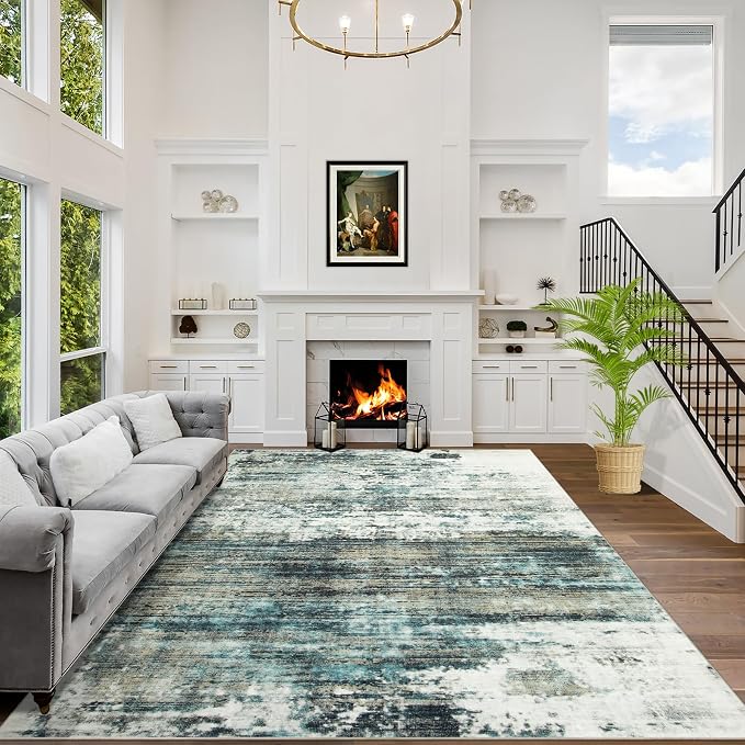 8x10 Area Rugs Washable Rug: Large Modern Abstract Living Room Rug Soft by GENTDRIZZ