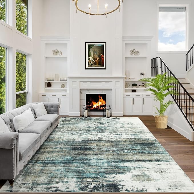 5x7 Area Rugs Washable Rug: Modern Abstract Living Room Rug Soft Anti-Skid Thin by GENTDRIZZ
