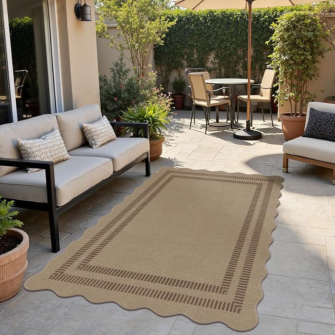 Modern Easy Jute 4x6 Outdoor Patio Rug, Washable Indoor Brown Kitchen Rugs - Image 3