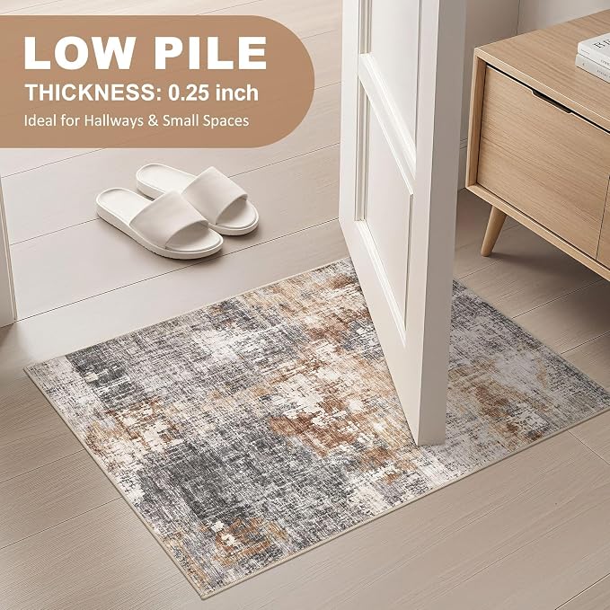 DMOYEST 2x3 Entryway Area Rug: Washable Neutral Modern Abstract Small Rug - Image 3