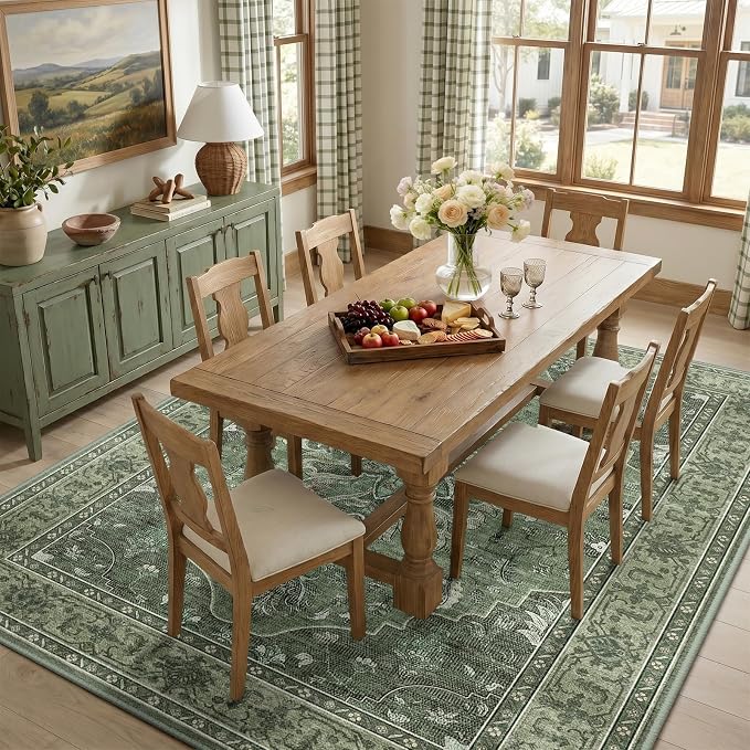 RELEANY Area Rugs 8'x10' Washable Non-Slip, Floral Vintage Distress Medallion - Image 3