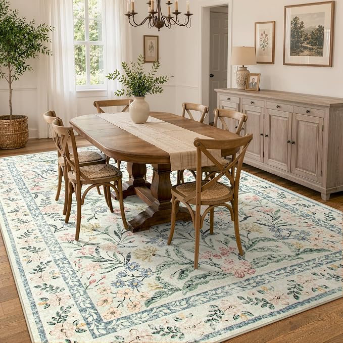 Wonnitar Large Rugs for Living Room, Soft Washable Floral 9x12 Area Rug for - Image 7
