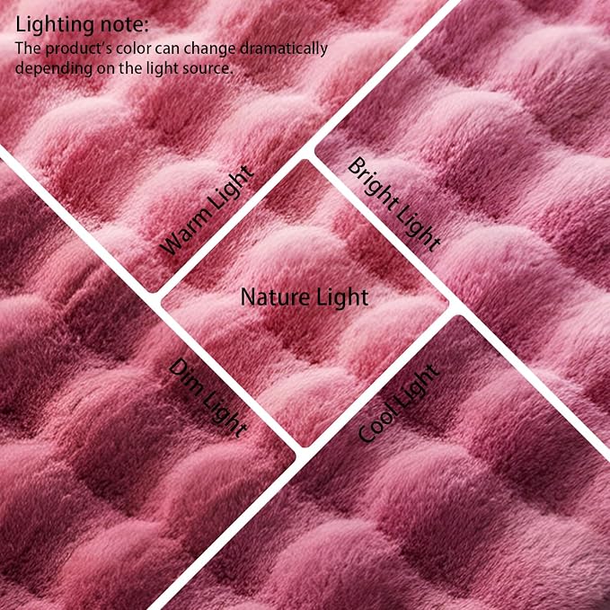 Dusty Rose Rabbit Plush Rug 2'x6', Fluffy Shaggy Area Rug - Image 6