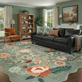 DCX Vintage Floral Rug 9x12, Washable Sage Green Rug by DCXWashableRug