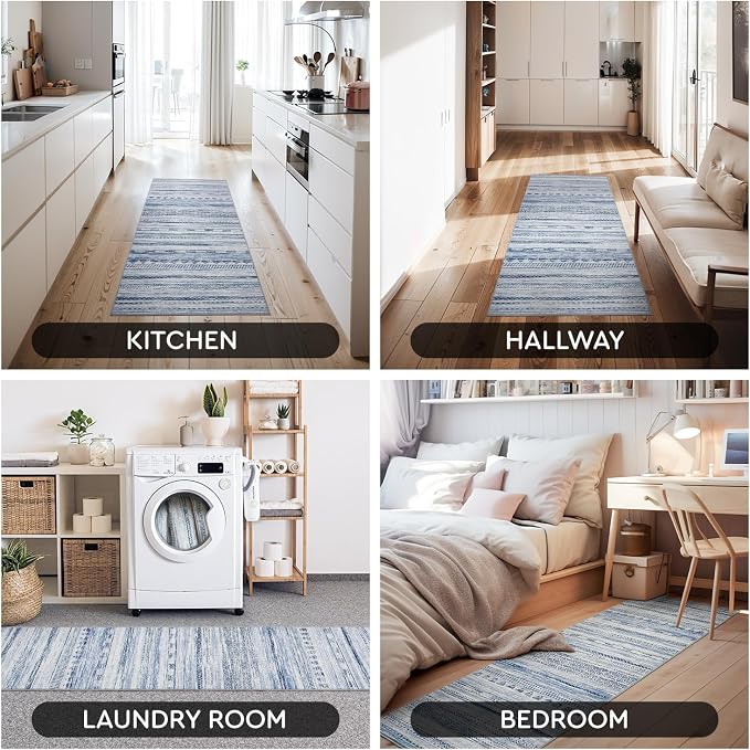 2x8 Runner Rug Machine Washable Non Slip Area Rug Distressed Neutral Moroccan - Image 7