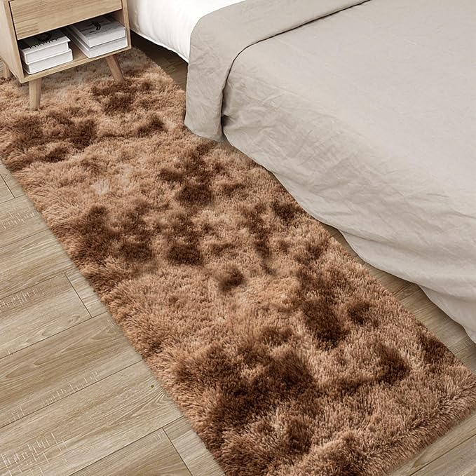 2x6 ft Soft Brown Runner Rugs for Bedroom Living Room Plush Fluffy Rug Shag Rug - Image 3
