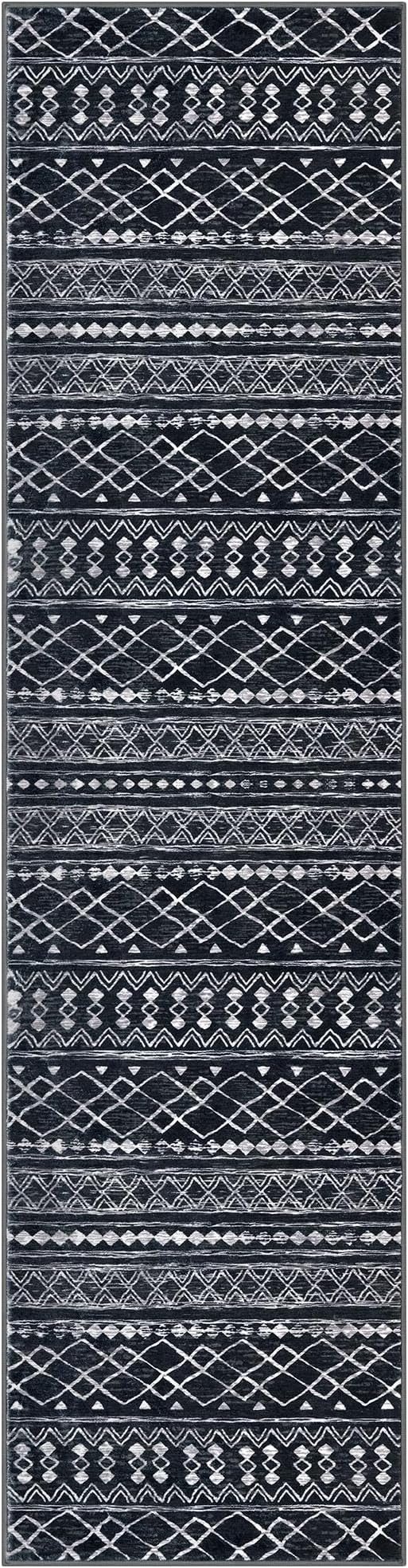KUTA Moroccan Washable Kitchen Rug, 2x7 Non-Slip Vintage Black Boho Hallway - Image 8