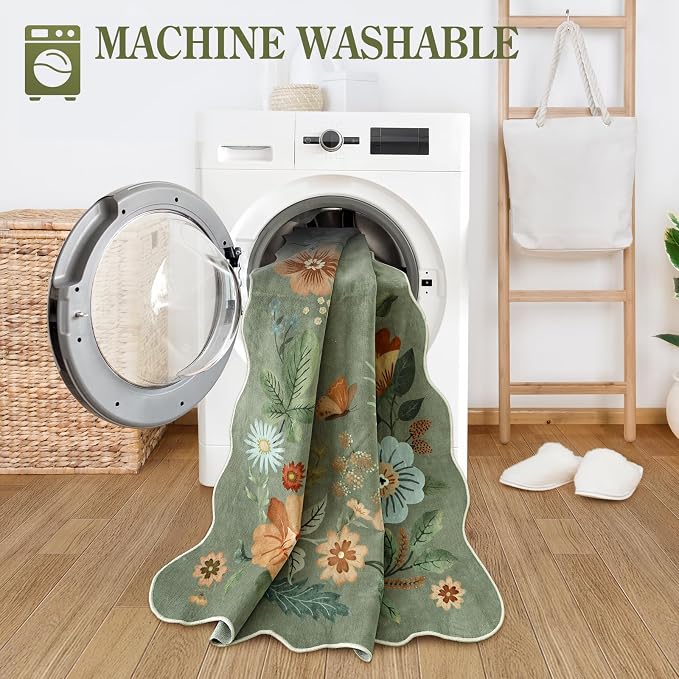 Lahome Floral Washable 6x9 Area Rugs, Soft Bedroom Rug - Image 4