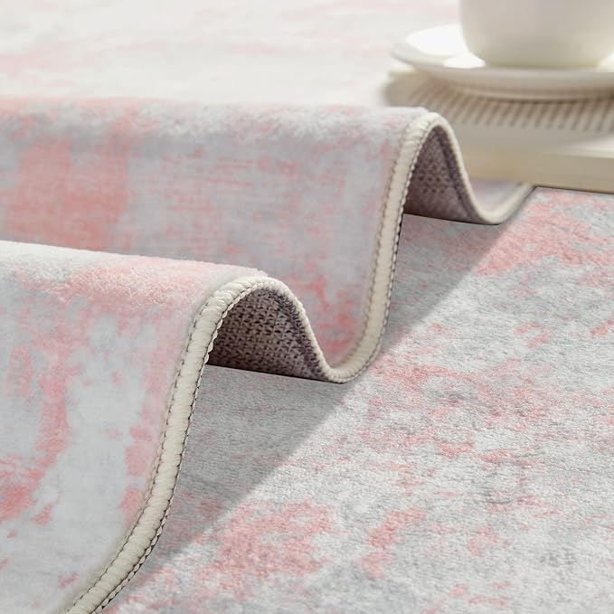 Latte&Fog Large 6x9 Pink Rugs, Modern Abstract Washable Area Rugs - Image 6