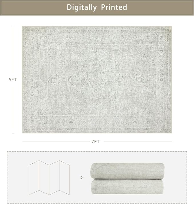 Srugn Washable Rugs 5x7 Area Rugs - Image 2