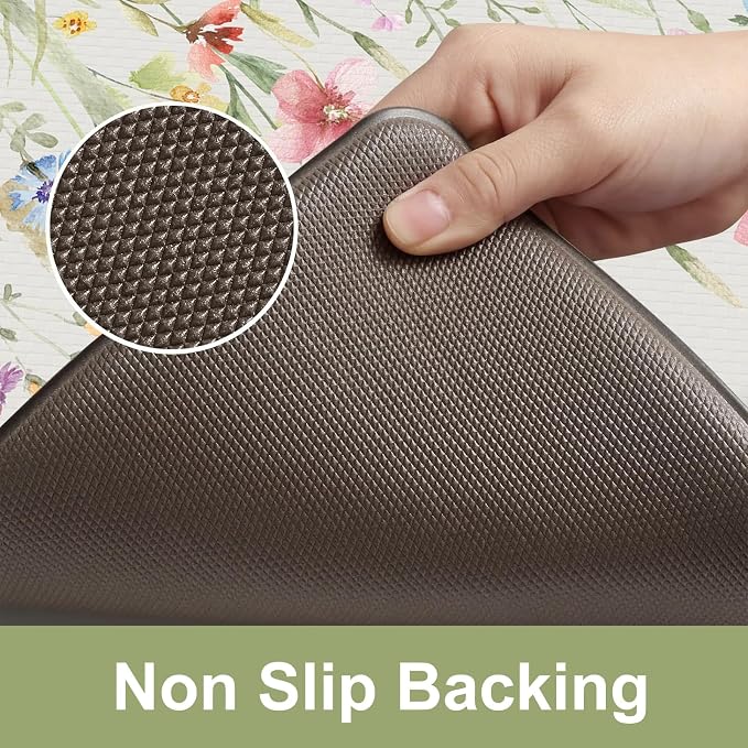 KIMODE Anti Fatigue Kitchen Mat 17.3"x29", Boho Floral Kitchen Floor Mats Non - Image 5