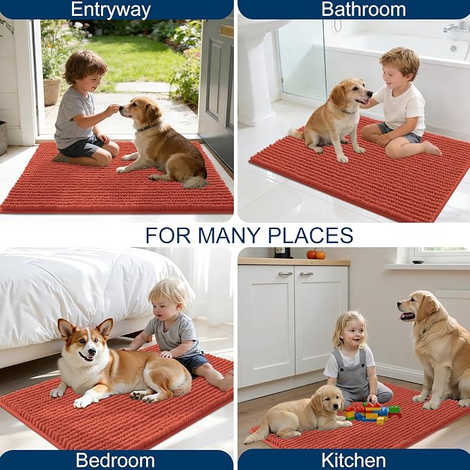 OLANLY Dog Door Mat for Muddy Paws 36x24, Ultra Absorbent Chenille Mud Doormat - Image 8