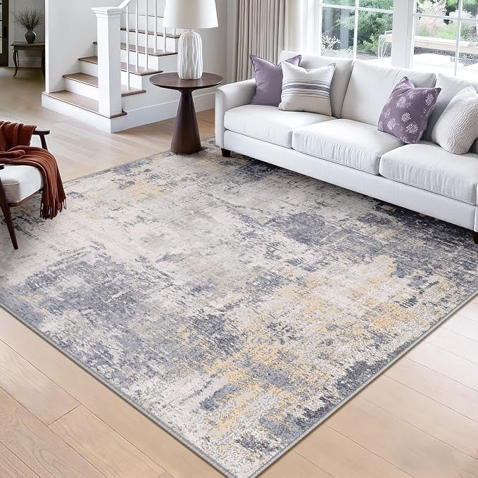 RELEANY Washable Area Rugs Square 8ft Non-Slip Modern Abstract Soft by RELEANY
