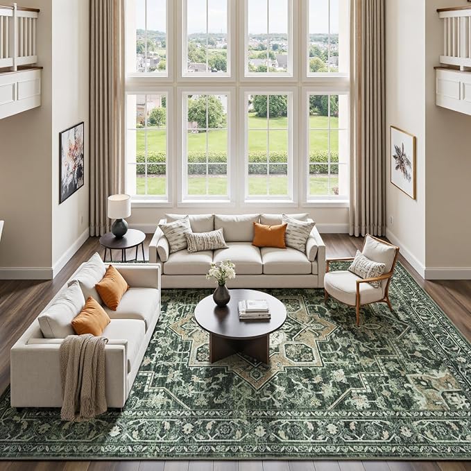 Lessymo Washable 8×10 Green Area Rugs - Image 6
