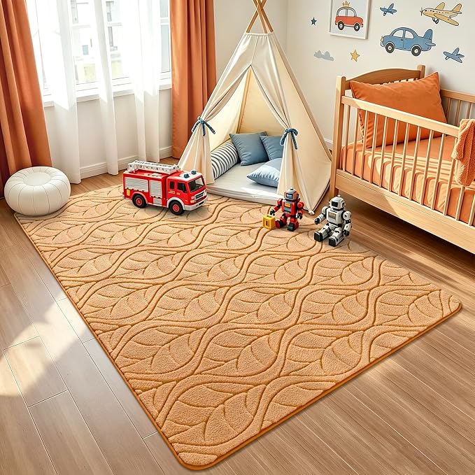Macgace 3x5 Apricot Area Rug, Washable Shag Carpet, Kids Room Nursery Rugs by Macgace