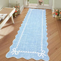 GarveeHome Scalloped Bow Rug for Living Room, Solid Blue Rug for Dorm, Washable by GarveeHome