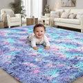 Rainbow 8x10 Fluffy Rugs for Girls Bedroom: Large Shag High Pile Area Rug by PLHXFRSoftAreaRugs