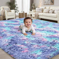 Rainbow Fluffy Rugs for Girls Bedroom: 6x9 Large Shag High Pile Area Rug by PLHXFRSoftAreaRugs
