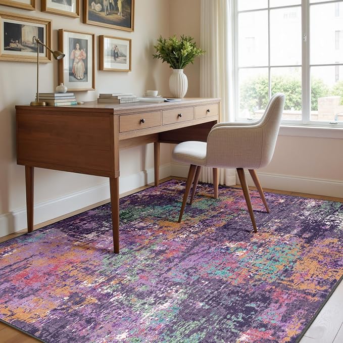 RELEANY Washable Area Rugs 5'x8' Non-Slip Modern Abstract Soft - Image 8